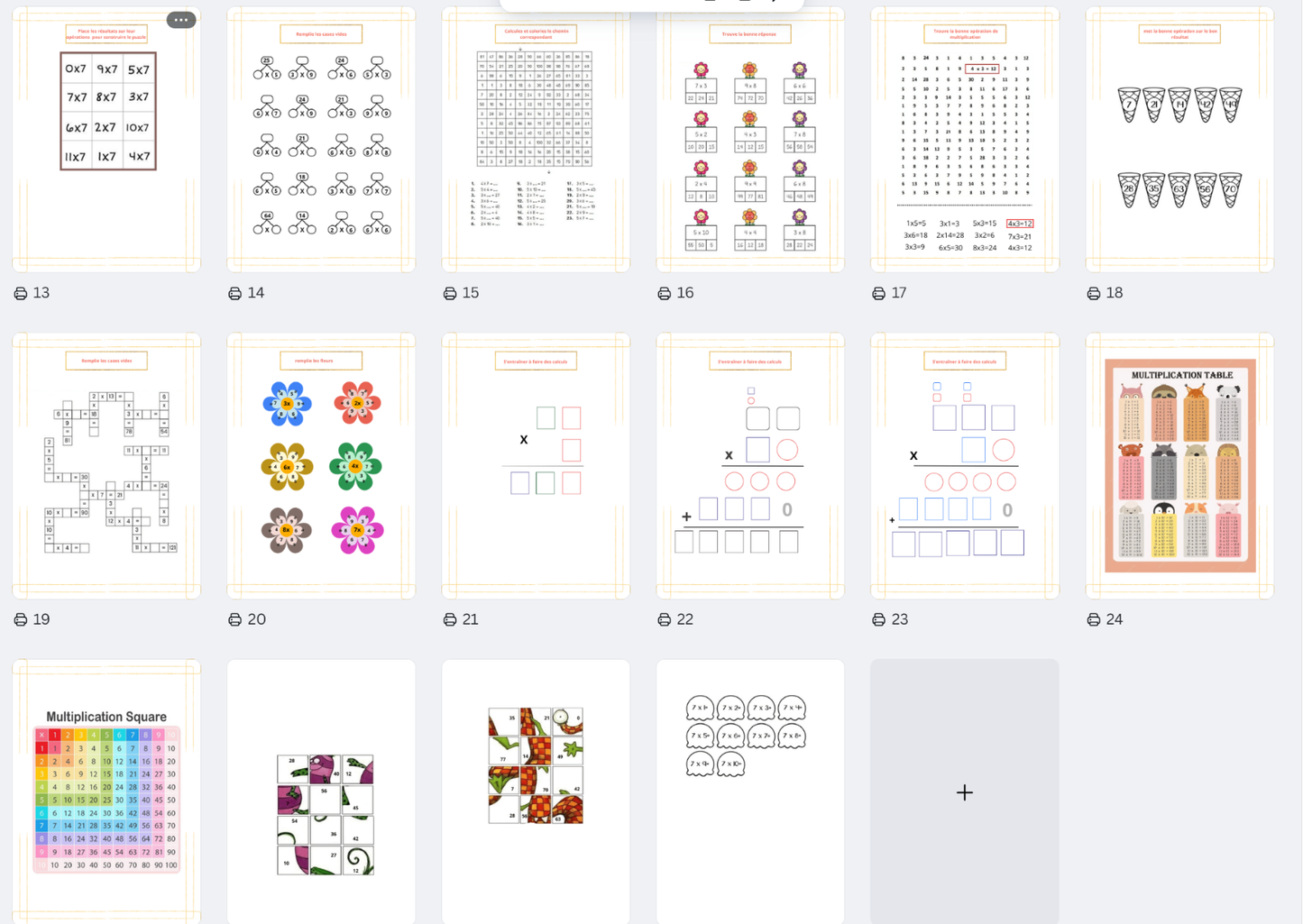 PDF livret pour apprendre les tables de multiplication