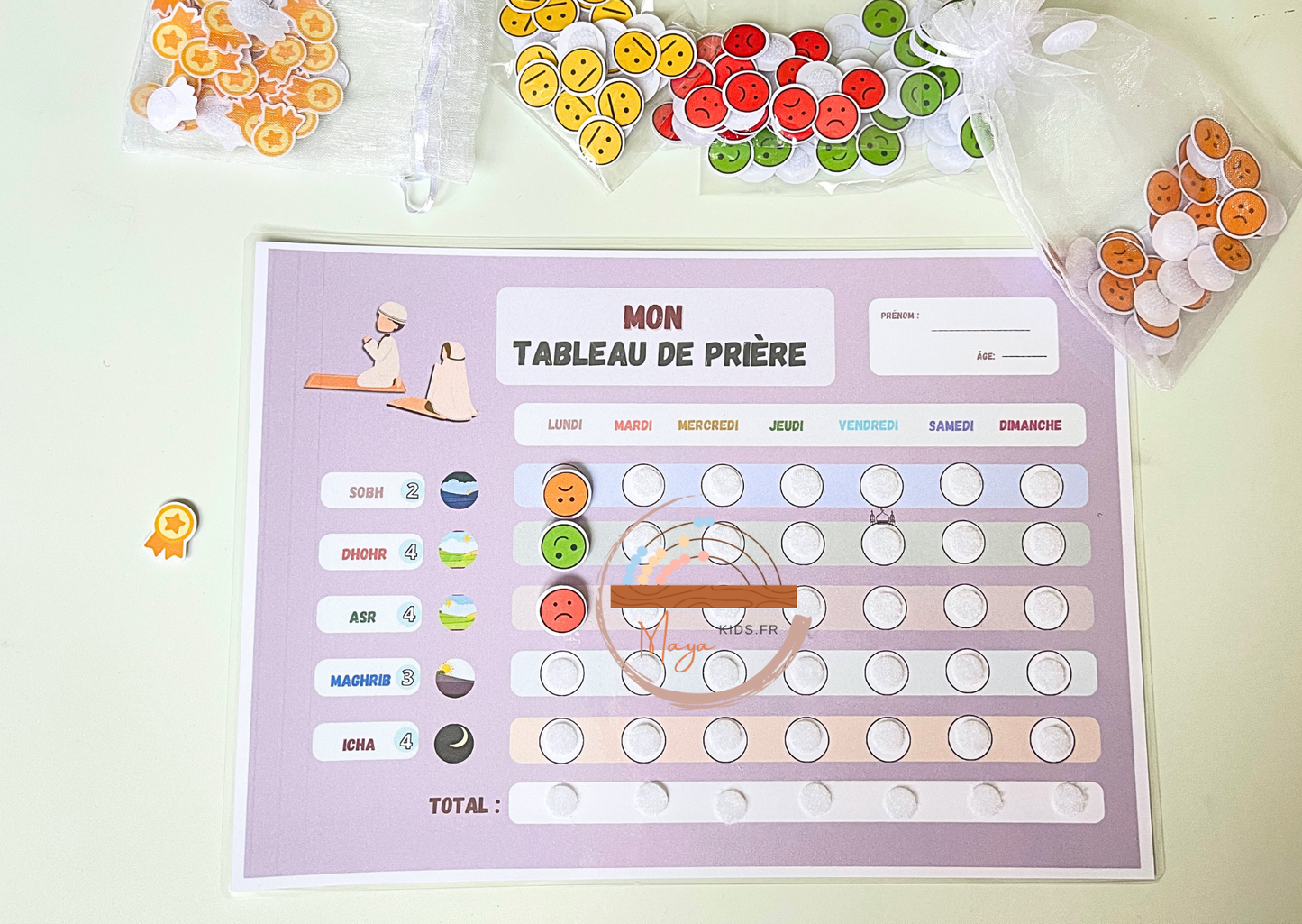 Tableau d’apprentissage de prière pour enfants et adultes