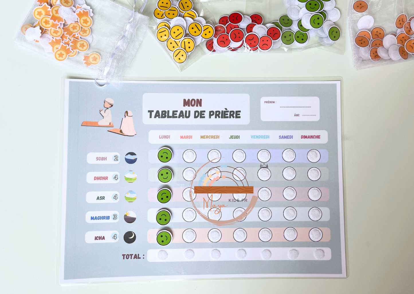 Tableau d’apprentissage de prière pour enfants et adultes
