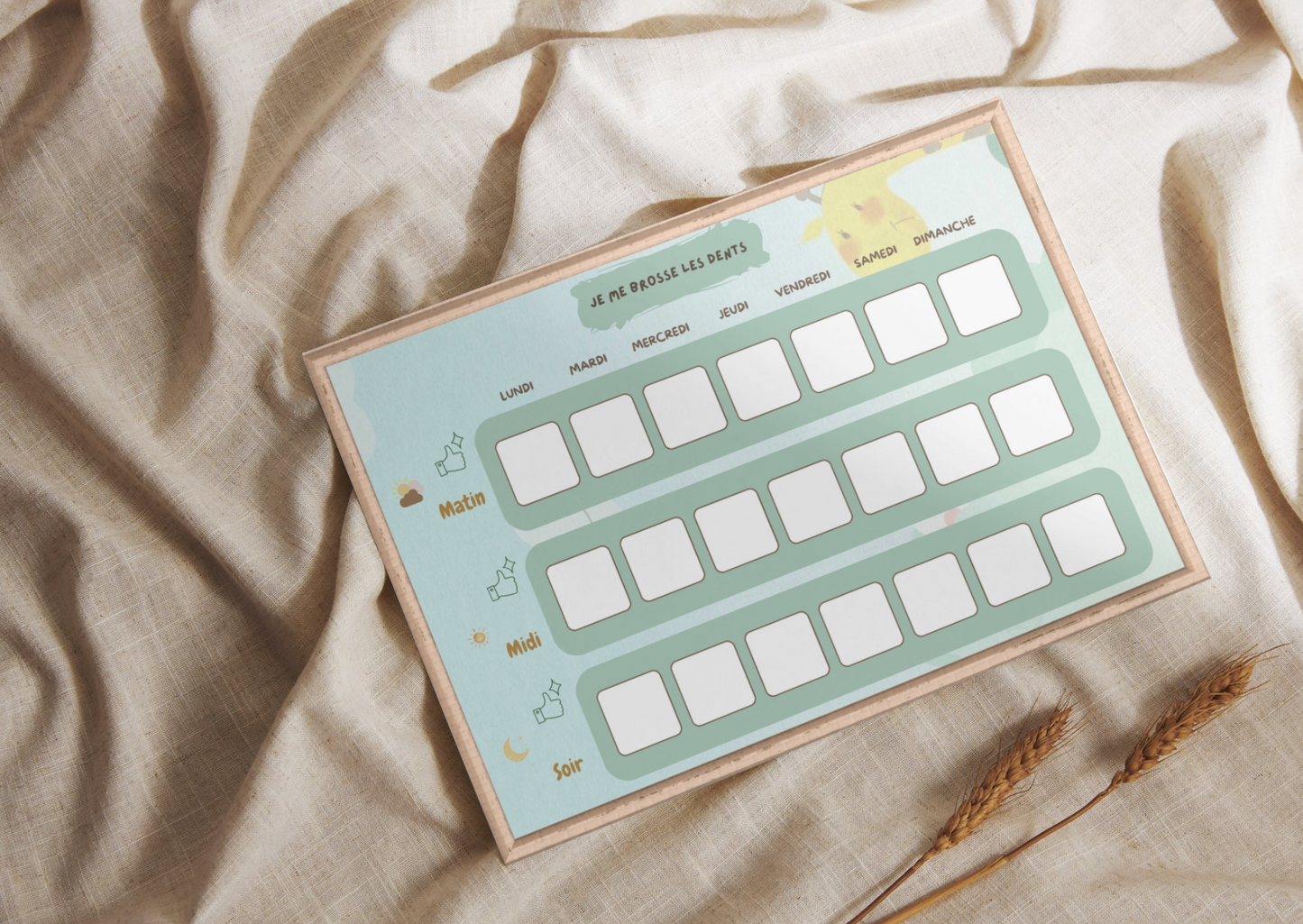 Tableau pour le brossage des dents