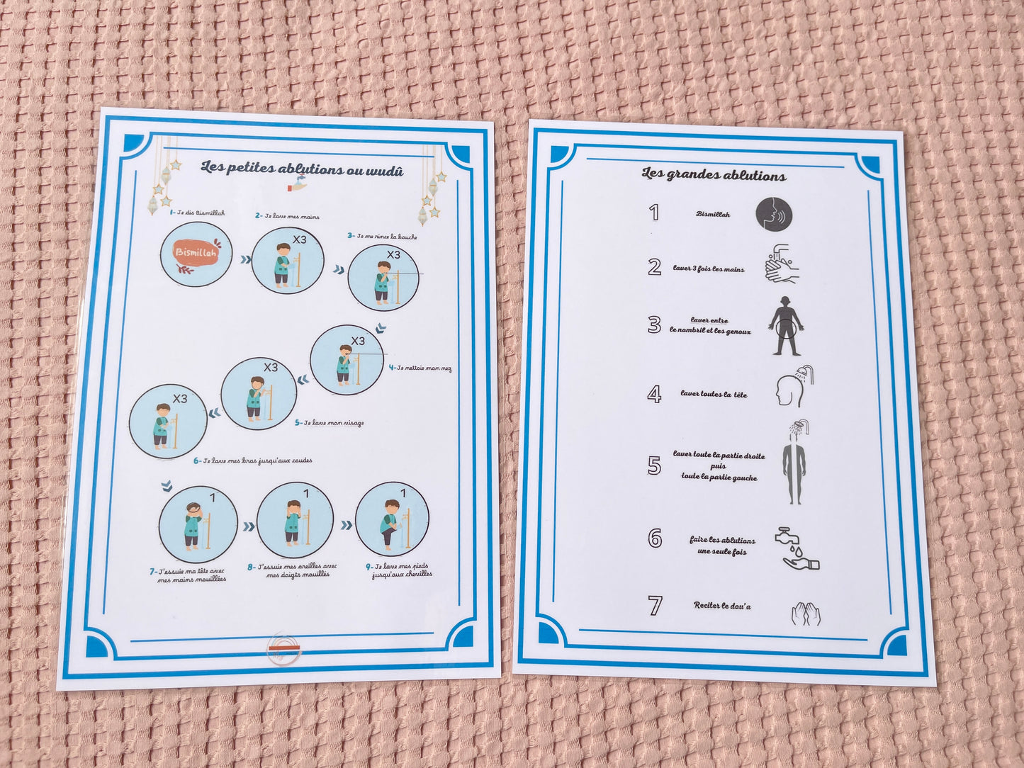 Deux Affiches des ablutions musulman.