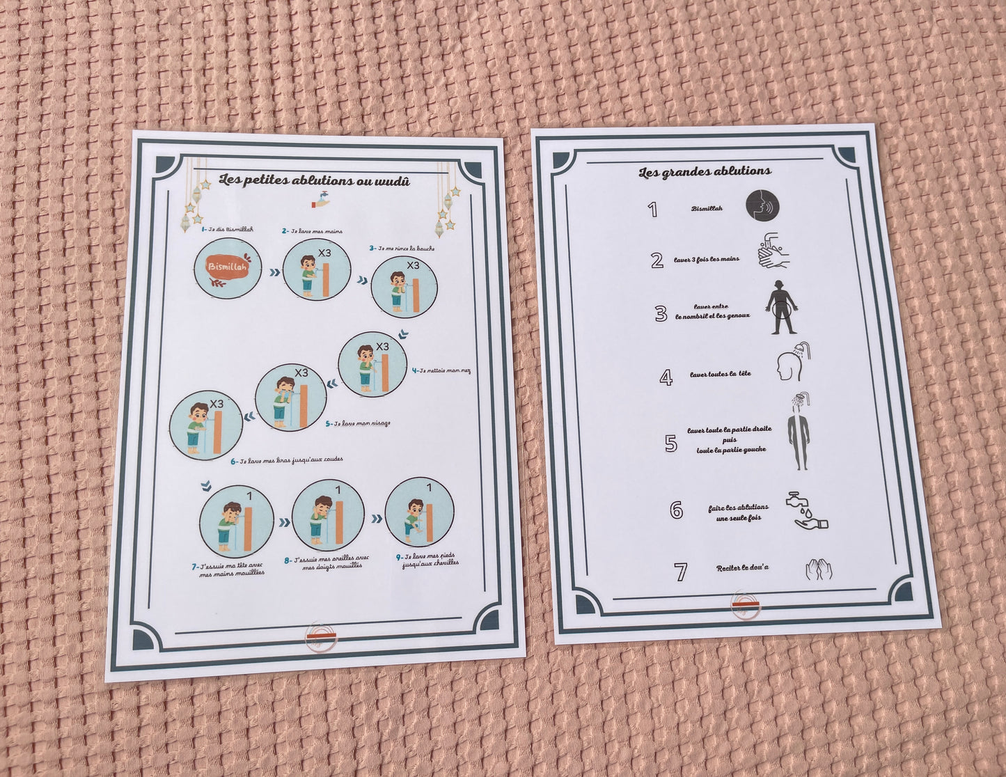 Deux Affiches des ablutions musulman.