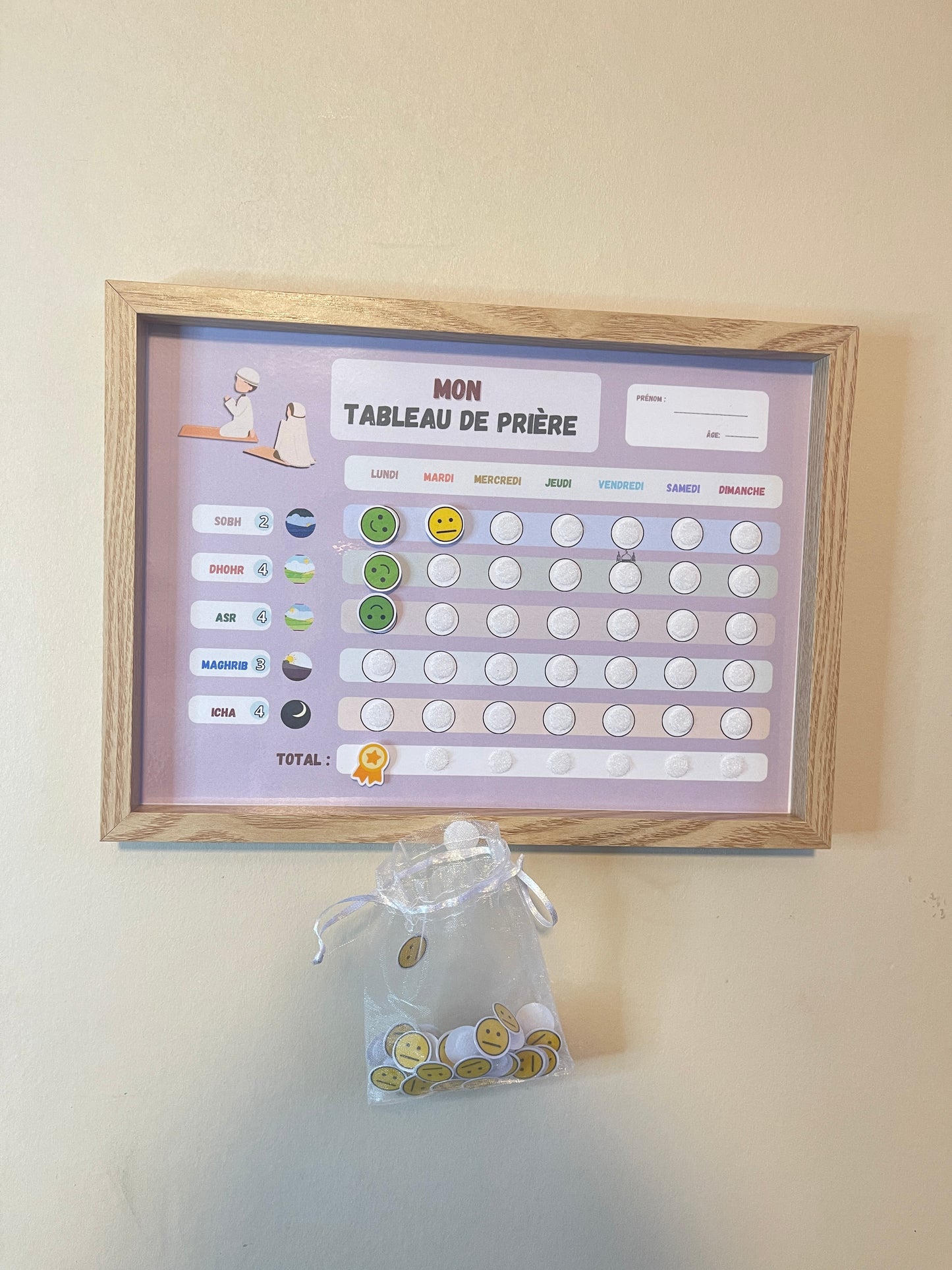 Tableau d’apprentissage de prière pour enfants et adultes
