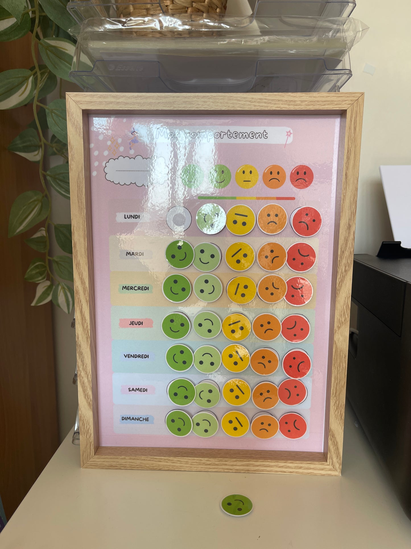Tableau de comportement avec cadre et emojis