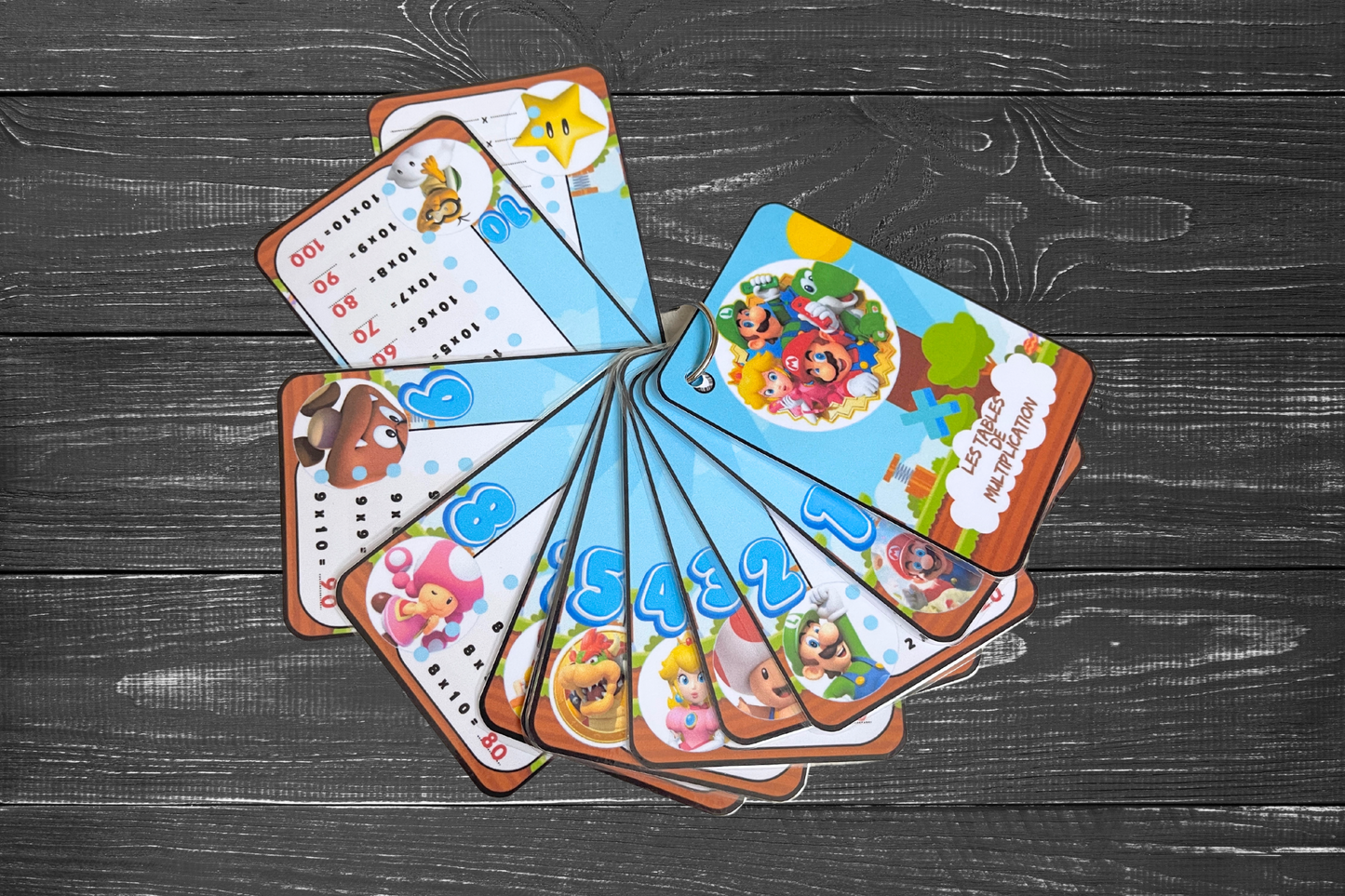 Porte clé cartes des tables de multiplication