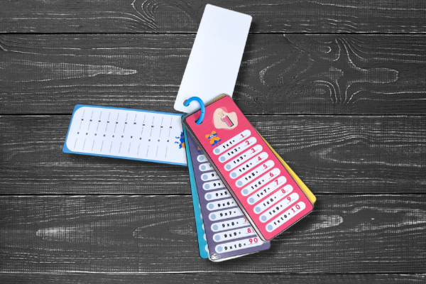 Porte clé cartes des tables de multiplication avec les résultats