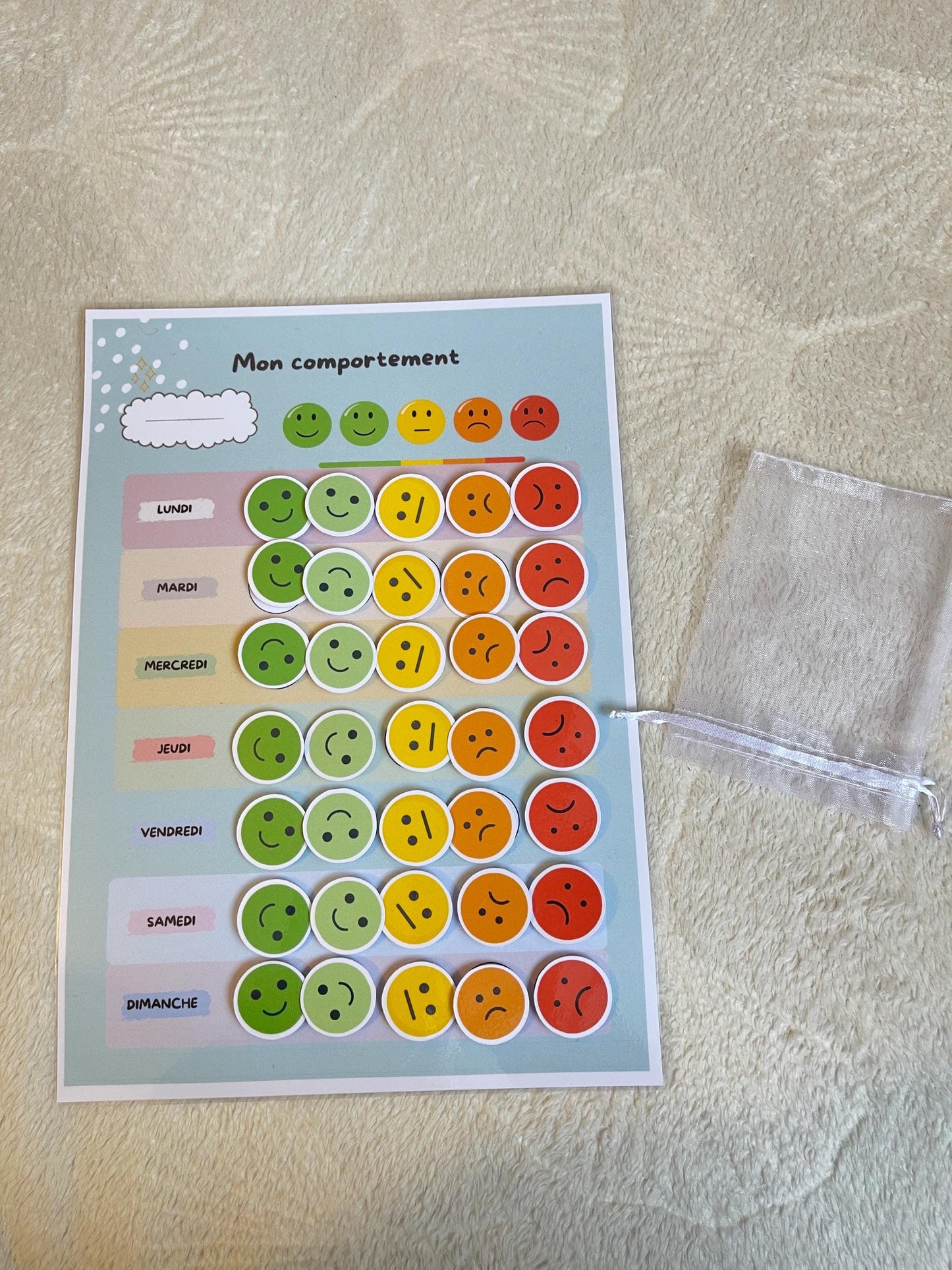 PDF Tableau de Comportement Hebdomadaire pour Enfants – PDF et png à Imprimer