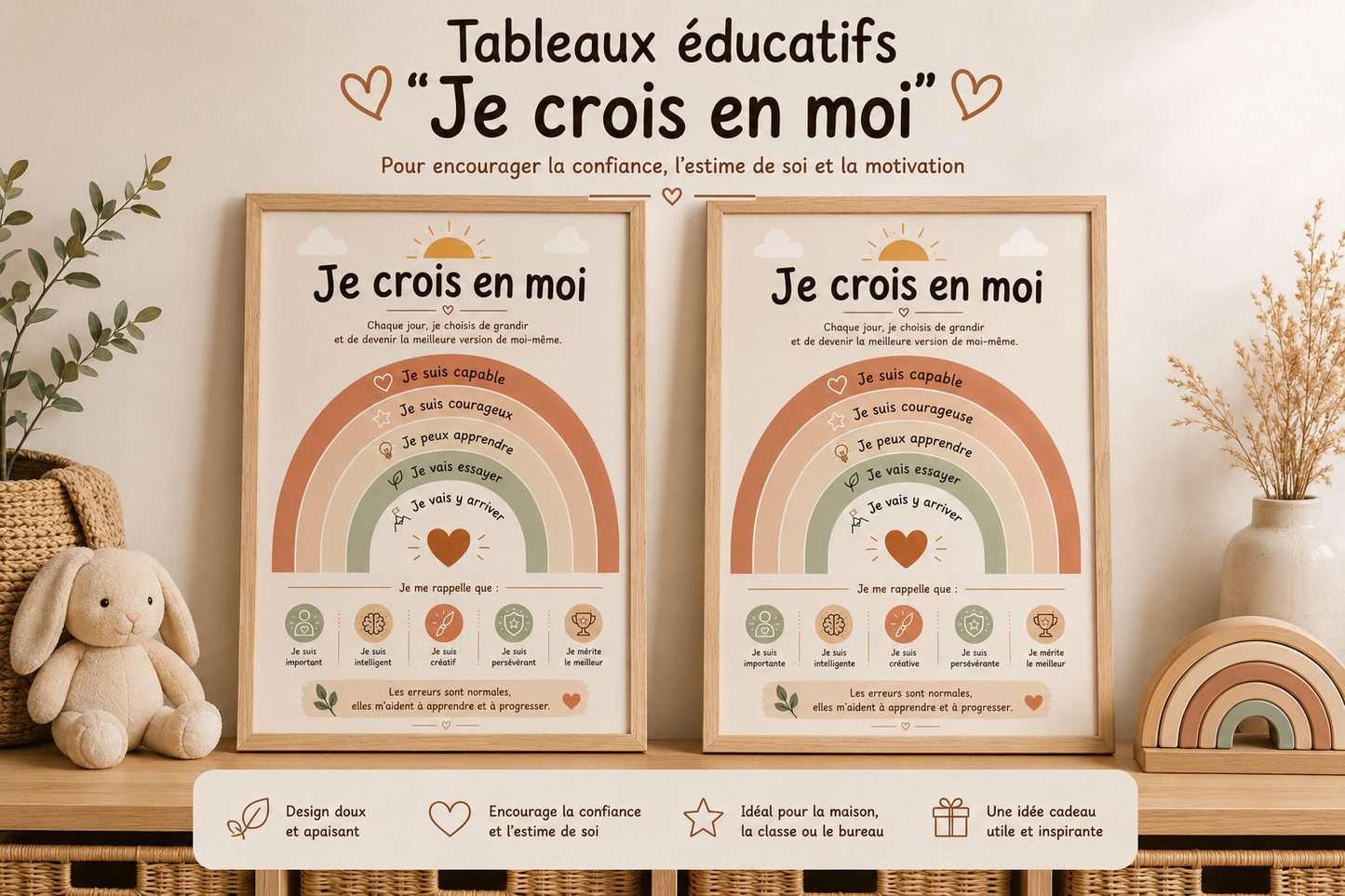 Affiche Positive « Je crois en moi » – Version Fille & Garçon