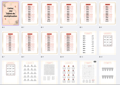 PDF livret pour apprendre les tables de multiplication