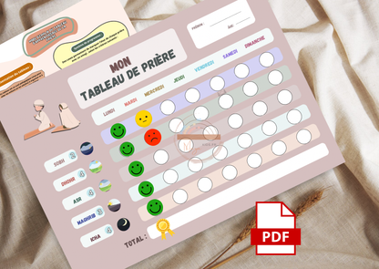 PDF Tableau d’apprentissage de prière pour enfants et adultes