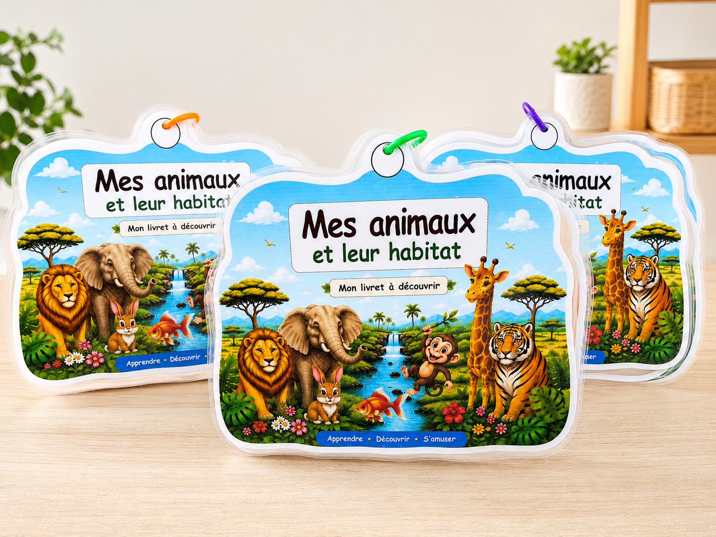 Livret éducatif plastifié – Mes animaux et leur habitat | 20 animaux à scratch | Format A5
