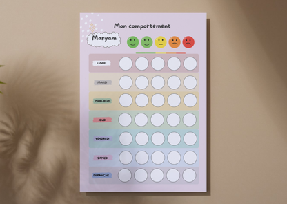 Tableau de comportement pour enfants