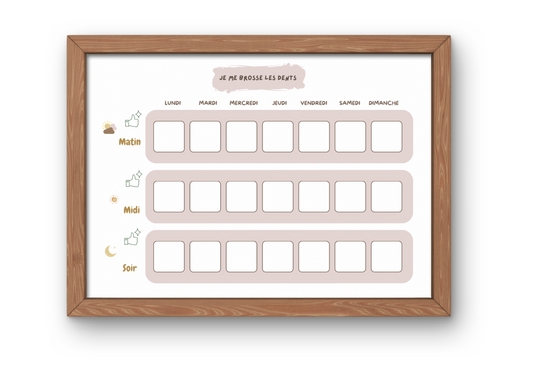 Tableau pour le brossage des dents