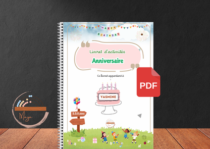 PDF Livre d’activités personnalisé - Thème Anniversaire 🎉