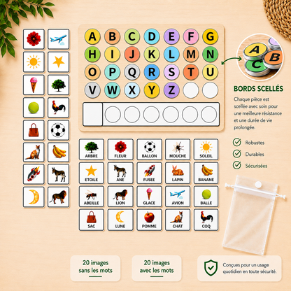Tableau d’apprentissage d’alphabet avec des carte de lecture