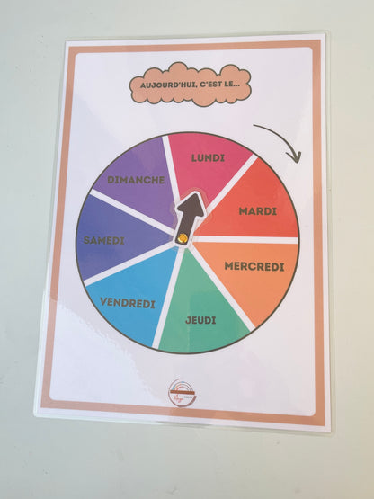 La roue des jours de la semaine – Affiche éducative pour enfants