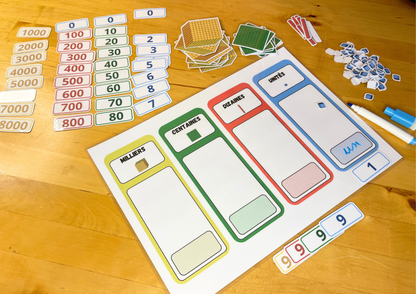 Kit Montessori - Tableau des Valeurs Décimales avec Matériel de Manipulation