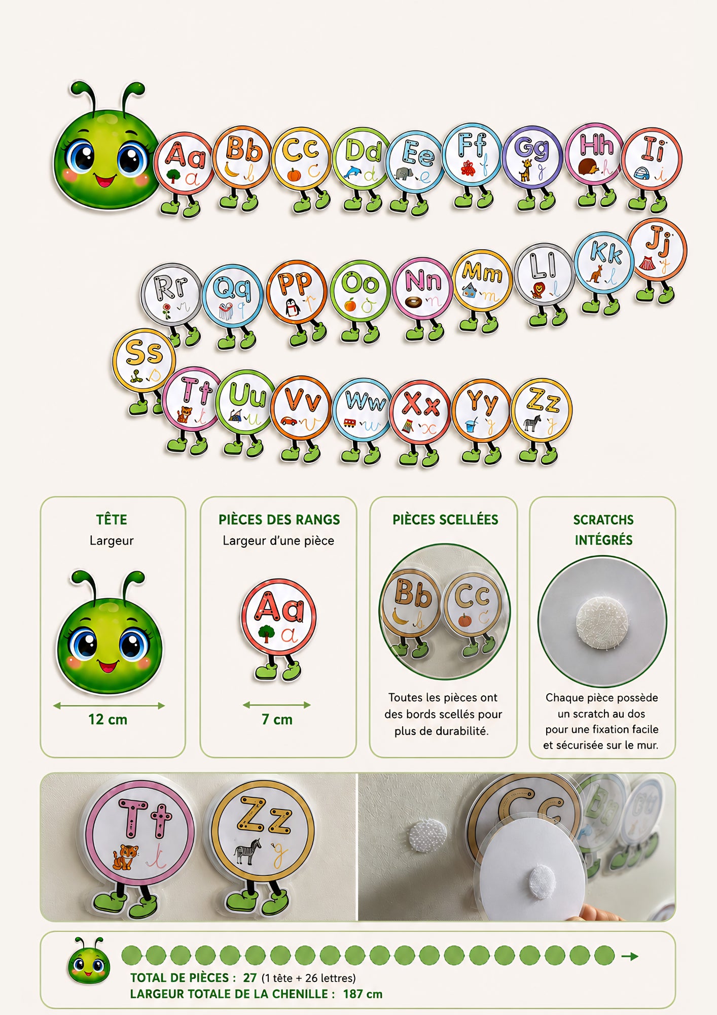 La chenille de l’alphabet – Support éducatif enfant
