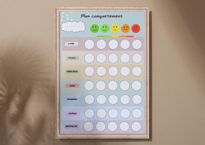 PDF Tableau de Comportement Hebdomadaire pour Enfants – PDF et png à Imprimer