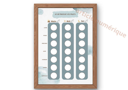 PDF Tableau de brossage des dents Hebdomadaire pour Enfants – PDF et PNG à Imprimer