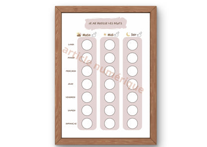 PDF Tableau de brossage des dents Hebdomadaire pour Enfants – PDF et PNG à Imprimer