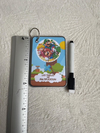 PDF Porte clé cartes d'apprentissage des tables de multiplication PDF et PNG