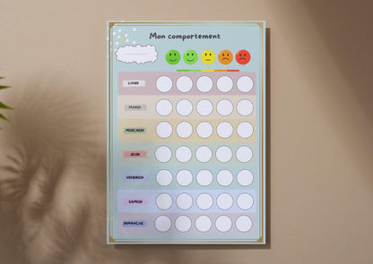 PDF Tableau de Comportement Hebdomadaire pour Enfants – PDF et png à Imprimer