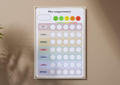 PDF Tableau de Comportement Hebdomadaire pour Enfants – PDF et png à Imprimer
