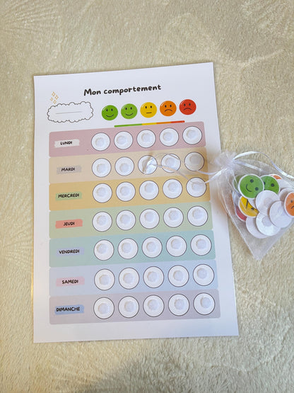 PDF Tableau de Comportement Hebdomadaire pour Enfants – PDF et png à Imprimer