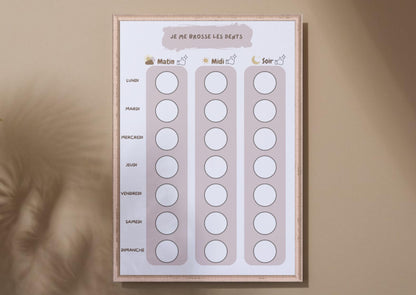 PDF Tableau de brossage des dents Hebdomadaire pour Enfants – PDF et PNG à Imprimer