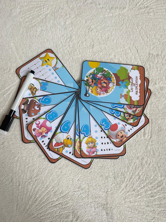PDF Porte clé cartes d'apprentissage des tables de multiplication PDF et PNG