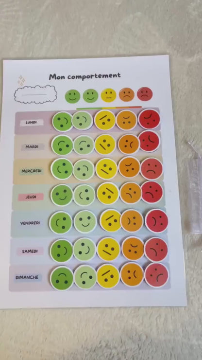 PDF Tableau de Comportement Hebdomadaire pour Enfants – PDF et png à Imprimer