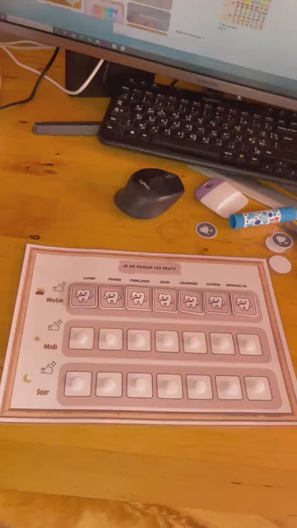 PDF Tableau de brossage des dents  Hebdomadaire pour Enfants – PDF et PNG à Imprimer